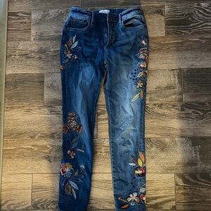 Driftwood Jackie skinny jeans 25 bird embroidered